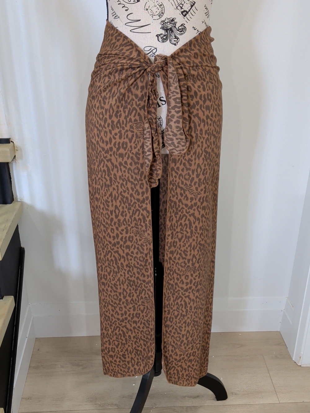 ZADIG & VOLTAIRE | Women's Brown/Blk Leopard Print Tie-Up Beach Pareo/Sarong